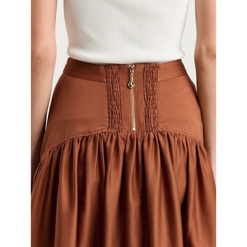 Veronika Maine Stretch Cotton Sateen Midi Skirt image number 2